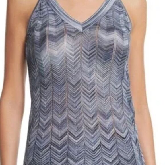 NWT White House Black Market Blue Chevron ZigZag Blue Top Tank Small - Picture 3 of 5